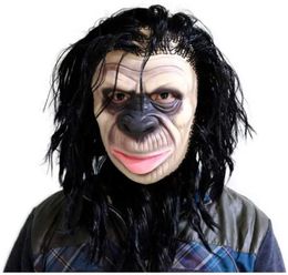 Party Masks Animal chimpanzee head latex facial mask full gorilla ape rubber Halloween costume role play party Q240508