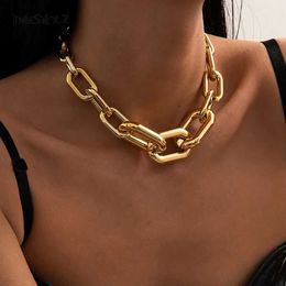 Chains Punk Hiphop Necklace for Women Gold Color Chunky Chain Collar Necklaces Collier Jewelry Exaggerated Thick Curb Cuban Choker d240509