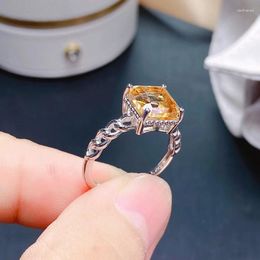 Cluster Rings Natural Citrine For Women Silver 925 Jewellery Luxury Gem Stones 18k Gold Plated Free Shiping Items Party Gifts