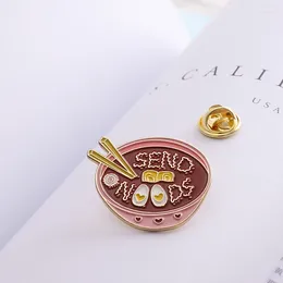 Brooches Japanese Ramen Love Poached Egg Pink Girl Bowl Enamel Pins And Delicious Food Lapel Pin Badges Women Jewellery Party Gift