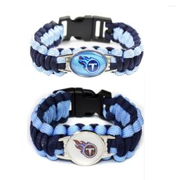 Bangle 18 25MM Glass Football Charms Bracelet Paracord Survival Braided Rope Sports Bangles DIY Jewellery