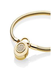 Luxury Fashion Yellow gold CZ diamond Bracelets Original box for 925 Silver Lock Chain Bracelet Women jewelry2053688