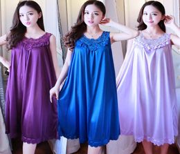 Can be worn within 210 kg Pajamas women summer ice silk nightdress fat MM loose large size lace sexy sling nightdress8296482