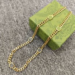 Gold Designer Necklace Jewellery Fashion Necklace Gift Mens Long Letter Chains Necklaces For Men Women Golden Chain Jewlery Party G238054C-6