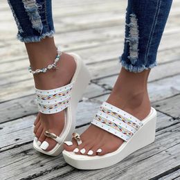 Sandals Women'S Open Toe Wedge Ladies Fashion Summer Set Square Sloping Heel Thick Sandalias Mujer Casual Shoes