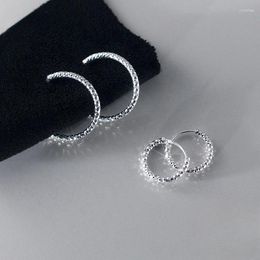 Hoop Earrings Real 925 Sterling Silver 14/20MM Sparkling Circle For Women Classic Fine Jewelry Minimalist Accessories