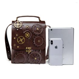 Waist Bags 2024 Shoulder Bag Women Retro Style Steampunk Messenger Crossbody Fashion Large Capacity Brown Leather Female