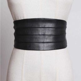 Women's runway fashion pu leather elastic Cummerbunds female Dress coat Corsets Waistband Belts decoration wide belt R1775 CX20072 179L