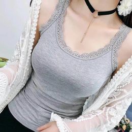 Women's Tanks Summer Knitting Top Women Lace Tank Cotton Camisole Ladies Sexy Slim Vest Tops Sleeveless Bottom Shirt Breathable Camis