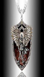 Exquisite Fashion Warrior Guardian Holy Angel Saint Michael Pendant Necklace Unique Knight Shield Necklace Anniversary Gift G12061412895