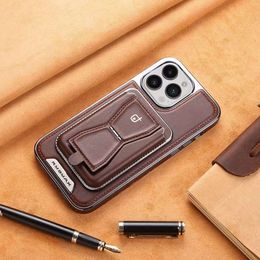 High end magnetic suction business leather case suitable for iPhone 15 promax phone protective case, iPhone 14 new card bag model