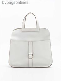 10A Counter Quality Hremms Designer Bags High End Brand Bags Store Halzan 31 White Silver Buckle Leather Square Carved Handheld Briefcase with Horseshoe Bag