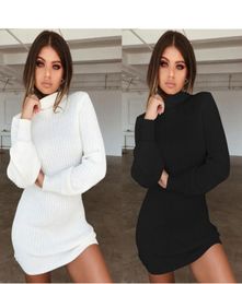 Women Autumn Winter Dress Turtleneck Slim Robe Female Bandage Bodycon Tunic Vestidos Knitted Women Sweater Dresses9537769