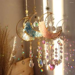 Decorative Figurines Home Garden Decor Sun Catcher Light Catching Rainbow Maker Crystal Pendant Moon Amethyst Natural Crushed Stone Hanging