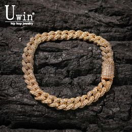 Uwin 8mm Miami Cuban Link Chain Bracelet Choker Micro Paved Iced Out Cubic Zirconia Men Women Necklace Hiphop Jewelry for Women