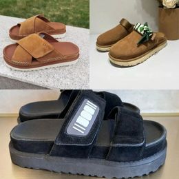 Fashion Flax brown Sandals Outdoor Sand beach Rubber Slipper Fashion Casual Heavy-bottomed buckle Sandal leather sports sandals size 35-44