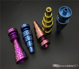 Colourful Universal Male Female Fit 10mm 14mm and 18mm 6 in 1 Domeless Titanium Nail Titanium GR2 Nails for water smoking pipe9286044