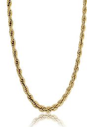 14K Gold Plated Copper Rope Chain 8MM Gold Silver Necklace Lobster Clasps Fashion Hiphop Jewelry Whos3419573