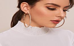 Fashionable Crystal Hoop Earrings For Women Large Rhinestone Circle Fashion 2021 Big Round Jewelry Gift Huggie7762418
