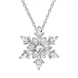 Pendant Necklaces Fashion Christmas Jewellery Snowflake Crystal Necklace Frozen Winter Cubic Zirconia Wholesale