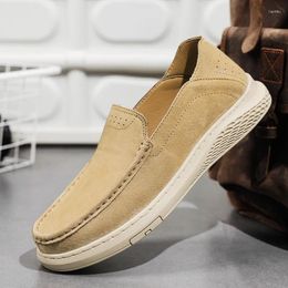 Casual Shoes Men Genuine Leather Loafers Soft Classic Suede Flat Designer Office Antiskid Thick Sole