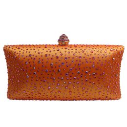 Orange Crystal Clutch Evening Clutch Bags for Womens Party Crystal Evening Bags and Box Clutch Black Green Purple Grey Gold 210901 260R