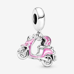 100% 925 Sterling Silver Pink Scooter Dangle Charms Fit Original European Charm Bracelet Fashion Women Wedding Engagement Jewellery Acces 273K
