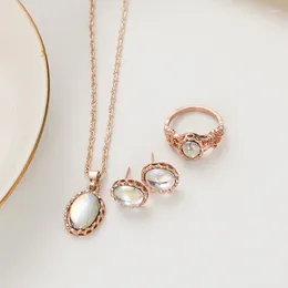 Necklace Earrings Set Trendy And Dazzling Gemstone Fashion Combination Fashionable Ring Accessories