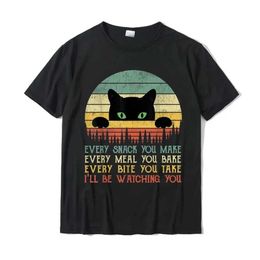 Men's T-Shirts Every Snack You Make Cat Funny Mom Dad T-Shirt for Men Cotton tter Printed T Shirts Casual Shirt H240508