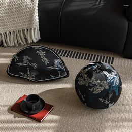 Pillow Chinese Ball Pillows Black Fan Spherical S Soft Luxury Retro Decorative For Sofa Chair Office Waist Rest Throw