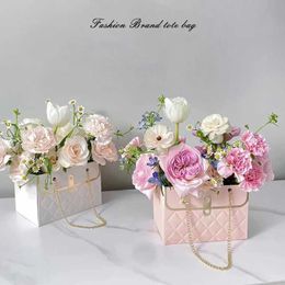 Decorative Flowers Wreaths 4PCS Portable Flower Box Rose Packaging Wrapping Gift Bag Shop Wedding Valentines Day Birthday Party Christma