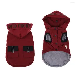 Dog Apparel Padded Jacket With Chest Strap For Pets Windproof Hoodie Warm Winter Clothing Cotton-Padded Clothes Outdoor Activity Coat