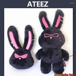 Party Favour ATEEZ Keychain 13cm Cartoon Cute Plush Hair Band Black Long Ear Pendant Bag Accessorie Key Ring Kpop Idols YeoSang San Fans Gift