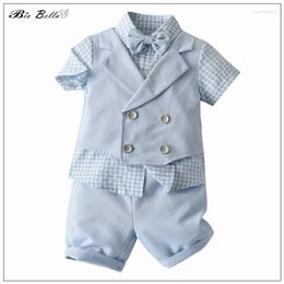 Clothing Sets Toddler Boys Suit Short Sleeve 2Pcs Tops Pants 1 2 3 Years Boy Baptism Year Infant Outfits Rompers Baby