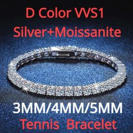 Real 3mm d VVS Moissanite Tennis Bracciale Pass Diamond Sparkling Test Solid S Gioielli Regalo per donne