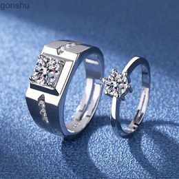 Couple Rings Luxury AAA Zircon Couple Matching Ring Suitable for Women and Men Promised Adjustable Geometry Wedding Ring Anniversary Jewellery Gift WX