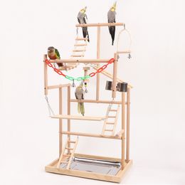 Parrot large play stand parrot toy training station playground stand climbing ladder swing bird toy.