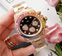 New listing gold Colour rose gold 40mm diamond rainbow circle 116595 automatic mechanical men039s women watch sapphire watch3720274