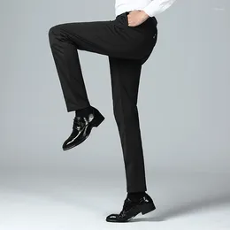 Men's Pants Summer Slim Fit Stretch Suit Outdoor Windproof Solid Color Ice Silk Slacks Comfortable