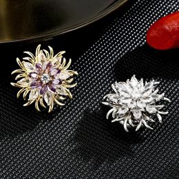 Brooches Big Flower Crystal Bouque Brooch For Women Bouquet Rhinestone And Pins Scarf Clip Fashion Pin Jewellery Gifts