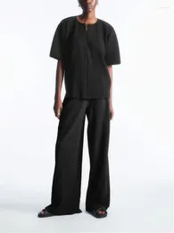 Women's Blouses Summer 2024 Women Half Zipper Blouse Pit Stripes Casual Short Sleeve Female Shirt