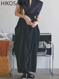 Skirts Japan Fashion Casual Big Pockets Design Irregular Womens Vintage High Wasit Solid Slim Jupe Femme Streetwear Black Falda
