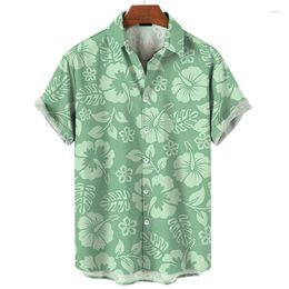 Men's Casual Shirts Colourful 3d Print Plants Flower Hawaiian Shirt Men Summer Fashion Short Sleeves Cool Street Button Lapel Blouse Tops