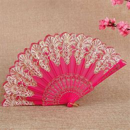 Chinese Style Products Spanish Folding Retro Pattern Hand Fan Single Flower Folding Fan Chinese Dance Fan Wing Chun Fan Plastic Spanish Fan For Women