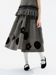 Skirts Imakokoni Original 2024 Summer Cotton And Linen Plaid Skirt Female Design Sense Niche 234160