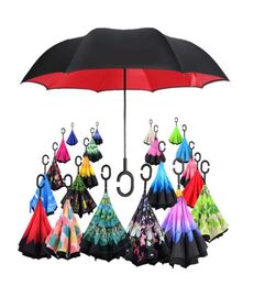 Whole Store 57 Patterns Sunny Rainy Umbrella Reverse Folding Inverted Umbrellas With C Handle Double Layer Inside Out Windproo8795074