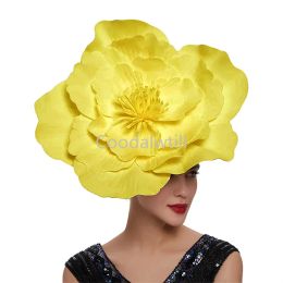 Hats Large Red Flower Fascinator Hat Bridal Makeup Prom Headpiece Photography Hair Accessories Fascinator Hats Women Wedding Church