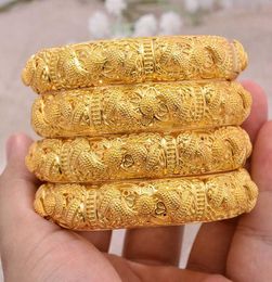 24K Bangles 4Pcslot Ethiopian Africa Fashion Gold Color Bangles For Women African Bride Wedding Bracelet Jewelry Gifts 2107139154777