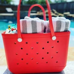 Xl bogg bag waterproof beach bag luxury basket bag summer water park sea Organiser large tote plastic shopping bag storage washable silicone purse ho04 eC4