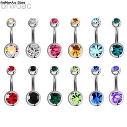 Navel Rings 5/10/15/20pcs/lot Single Crystal Rhinestone Belly Button Rings Navel Piercings Ombligo Multicolor Ball Nombril Surgical Steel d240509